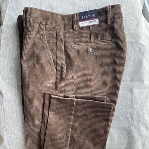 Men Corduroy Pants by BERTINI -BROWN-Size 34 NWT